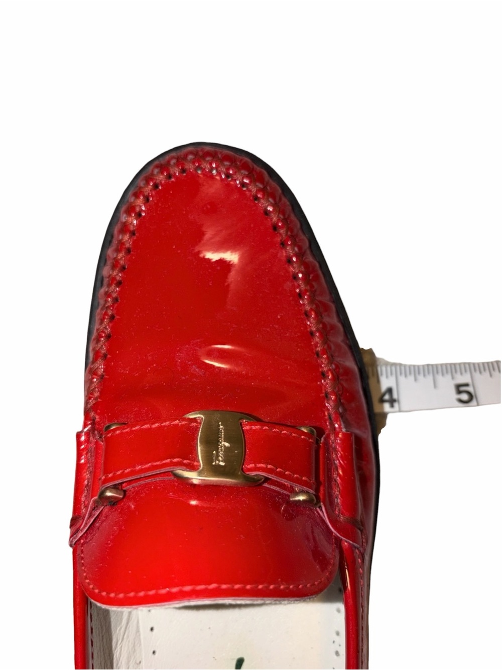 Vintage Salvatore Ferragamo Red Patent Leather Horsebit Loafers 8 B Made Italy - Picture 10 of 10